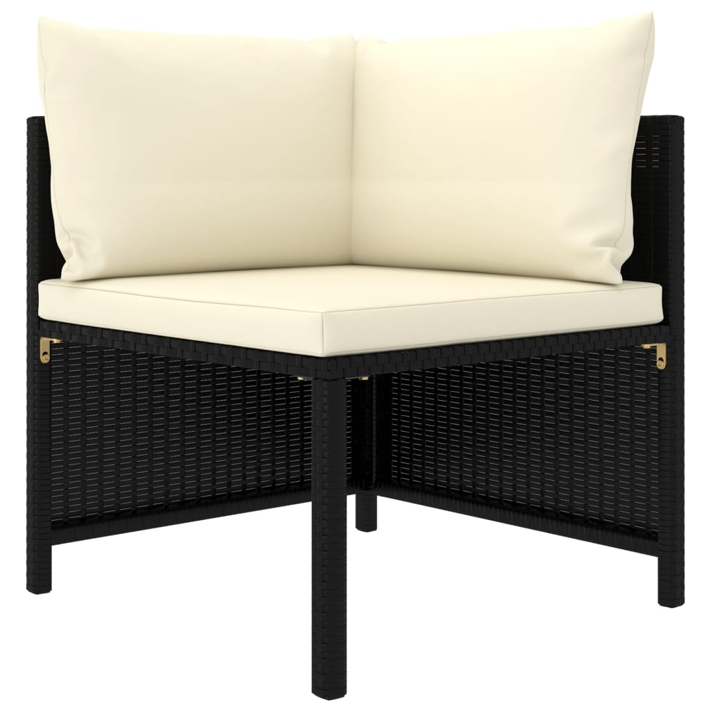9 Piece Garden Lounge Set with Cushions Poly Rattan Black - 60×60×60cm