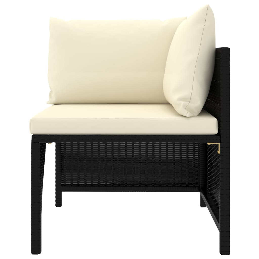 9 Piece Garden Lounge Set with Cushions Poly Rattan Black - 60×60×60cm