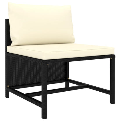 9 Piece Garden Lounge Set with Cushions Poly Rattan Black - 60×60×60cm