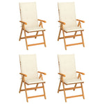 Garden Chairs 4 pcs with Cream Cushions Solid Teak Wood