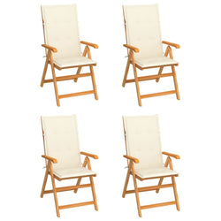Garden Chairs 4 pcs with Cream Cushions Solid Teak Wood