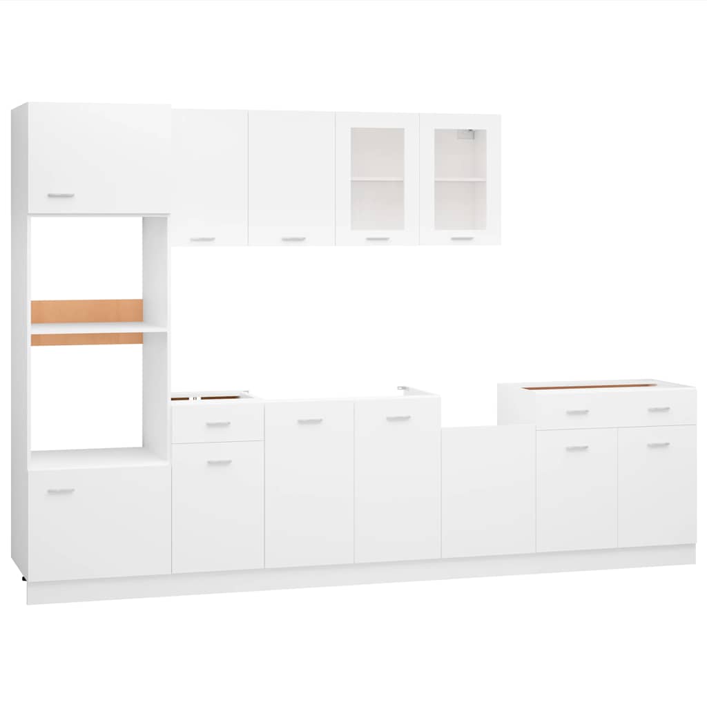 7 Piece Kitchen Cabinet Set White Engineered Wood | HomeAndLiving