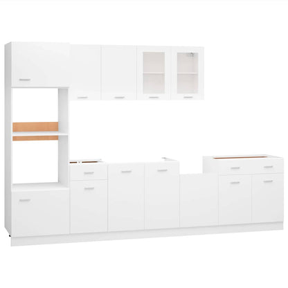 7 Piece Kitchen Cabinet Set White Engineered Wood | HomeAndLiving