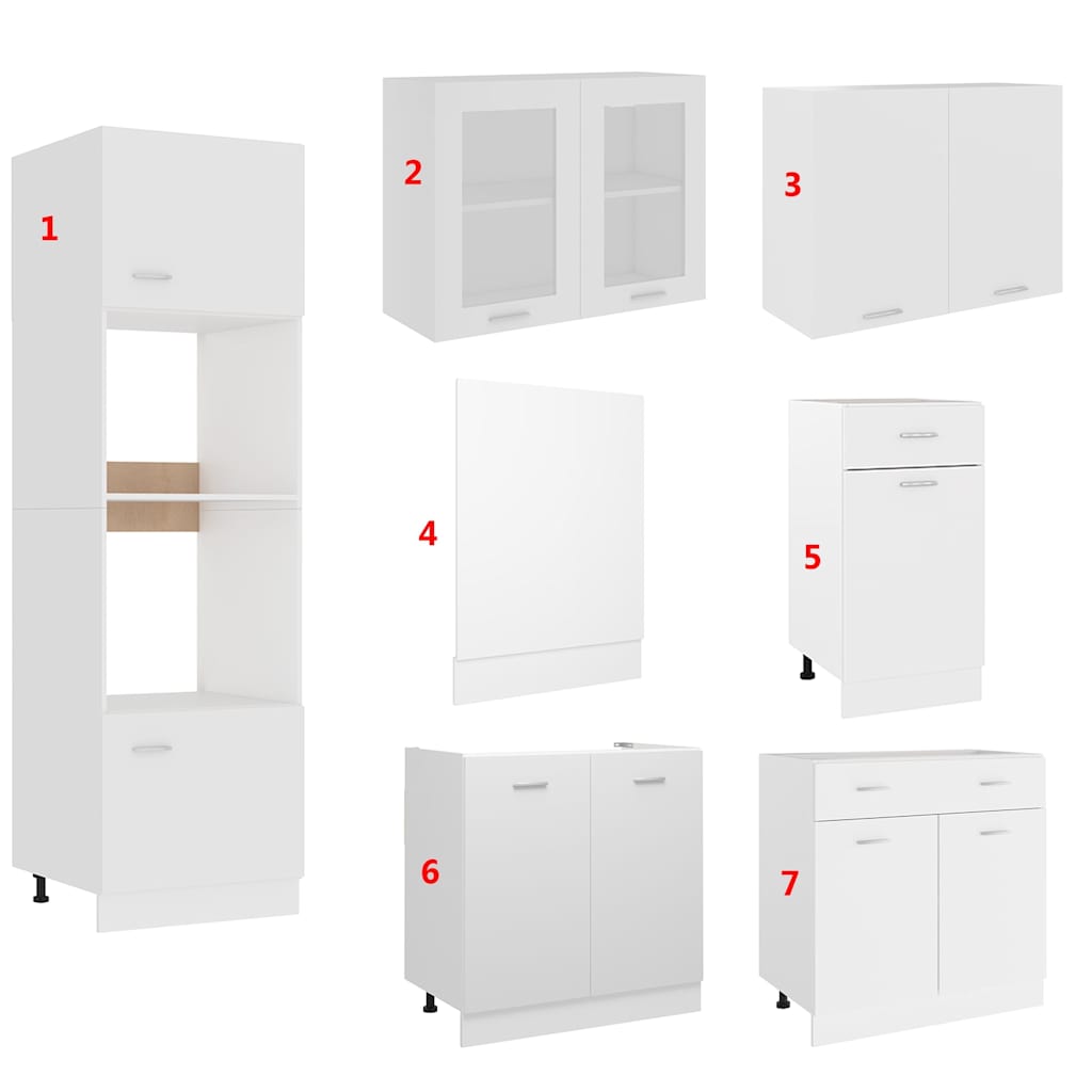7 Piece Kitchen Cabinet Set White Engineered Wood | HomeAndLiving