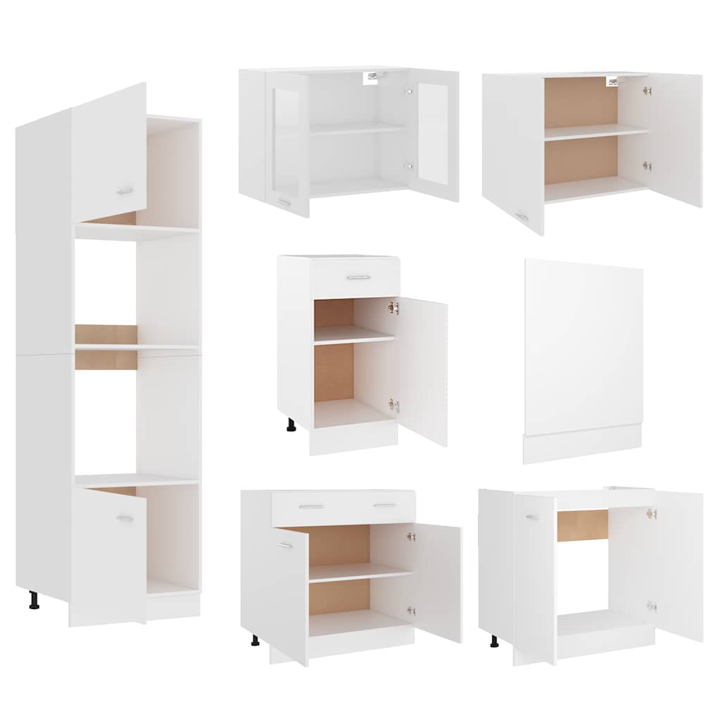7 Piece Kitchen Cabinet Set White Engineered Wood | HomeAndLiving