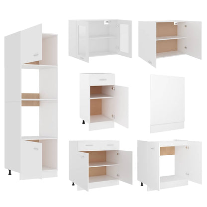 7 Piece Kitchen Cabinet Set White Engineered Wood | HomeAndLiving