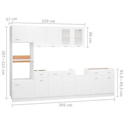 7 Piece Kitchen Cabinet Set White Engineered Wood | HomeAndLiving