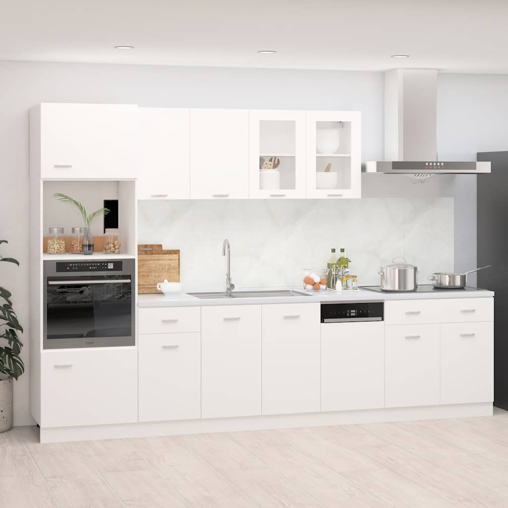 7 Piece Kitchen Cabinet Set White Engineered Wood | HomeAndLiving