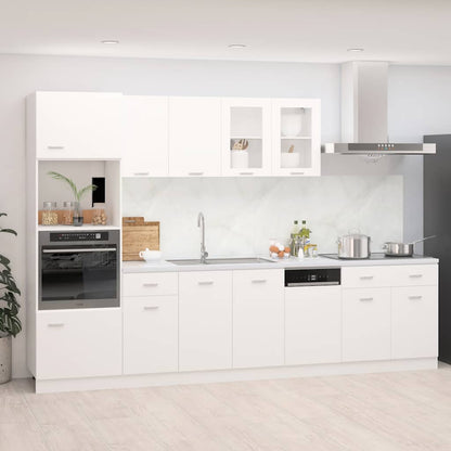 7 Piece Kitchen Cabinet Set White Engineered Wood | HomeAndLiving