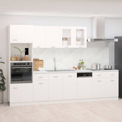 7 Piece Kitchen Cabinet Set White Engineered Wood | HomeAndLiving