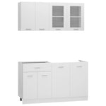 4-Piece Kitchen Cabinet Set White Engineered Wood | HomeAndLiving