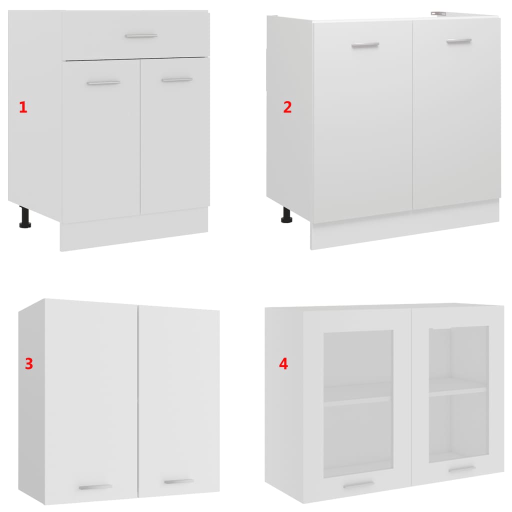 4-Piece Kitchen Cabinet Set White Engineered Wood | HomeAndLiving
