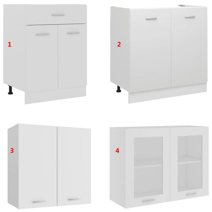 4-Piece Kitchen Cabinet Set White Engineered Wood | HomeAndLiving