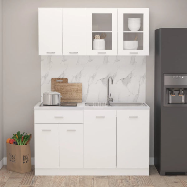  4-Piece Kitchen Cabinet Set White Engineered Wood | HomeAndLiving