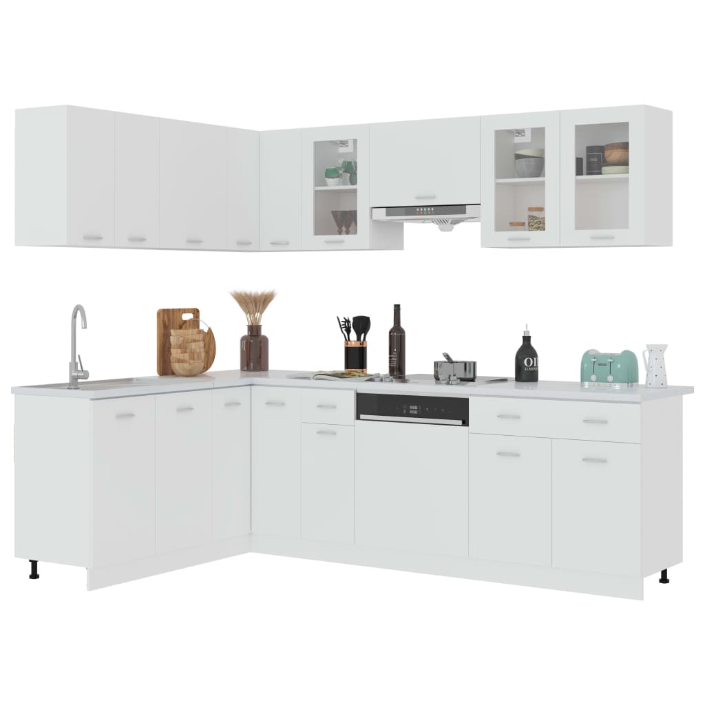11-Piece Kitchen Cabinet Set White Engineered Wood | HomeAndLiving