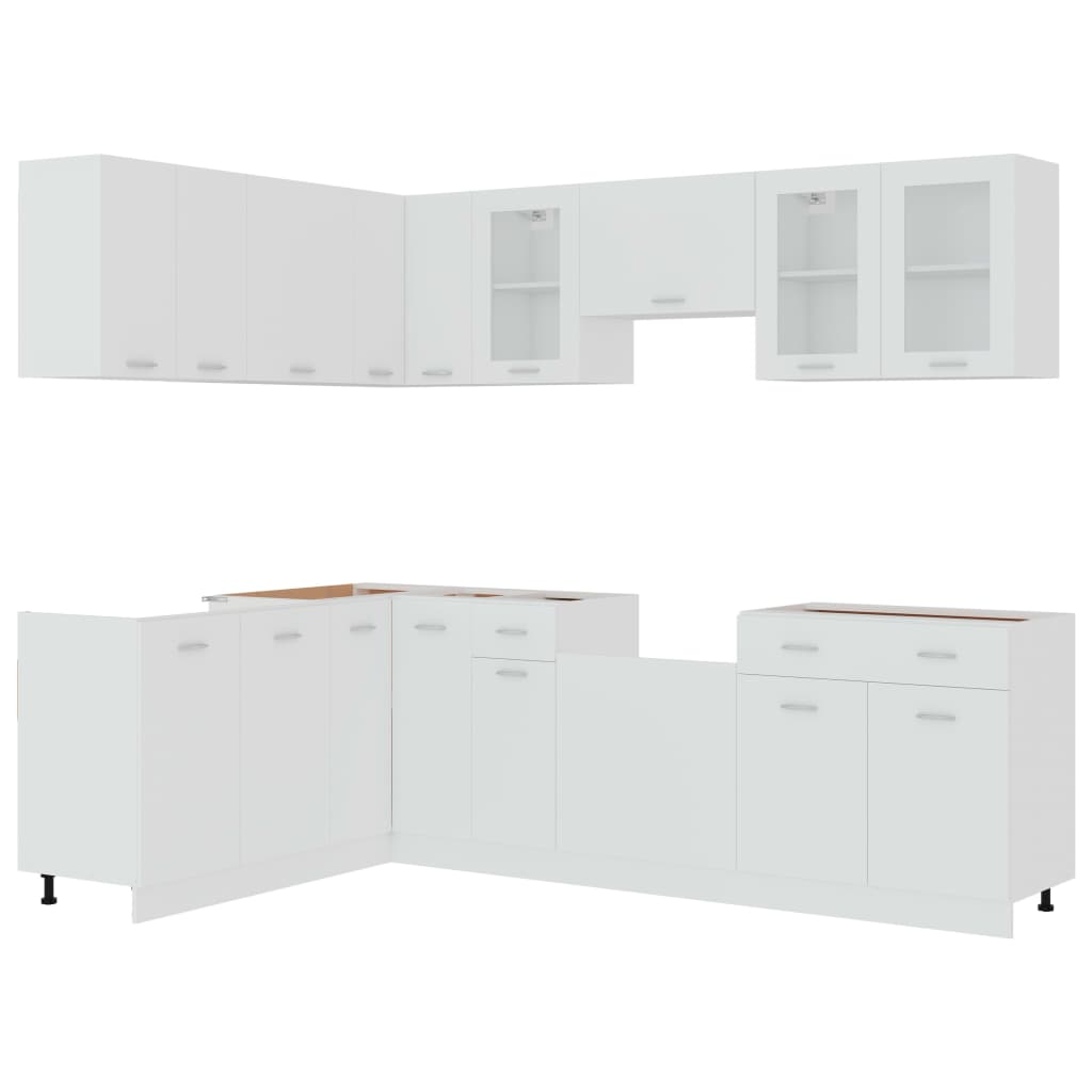11-Piece Kitchen Cabinet Set White Engineered Wood | HomeAndLiving