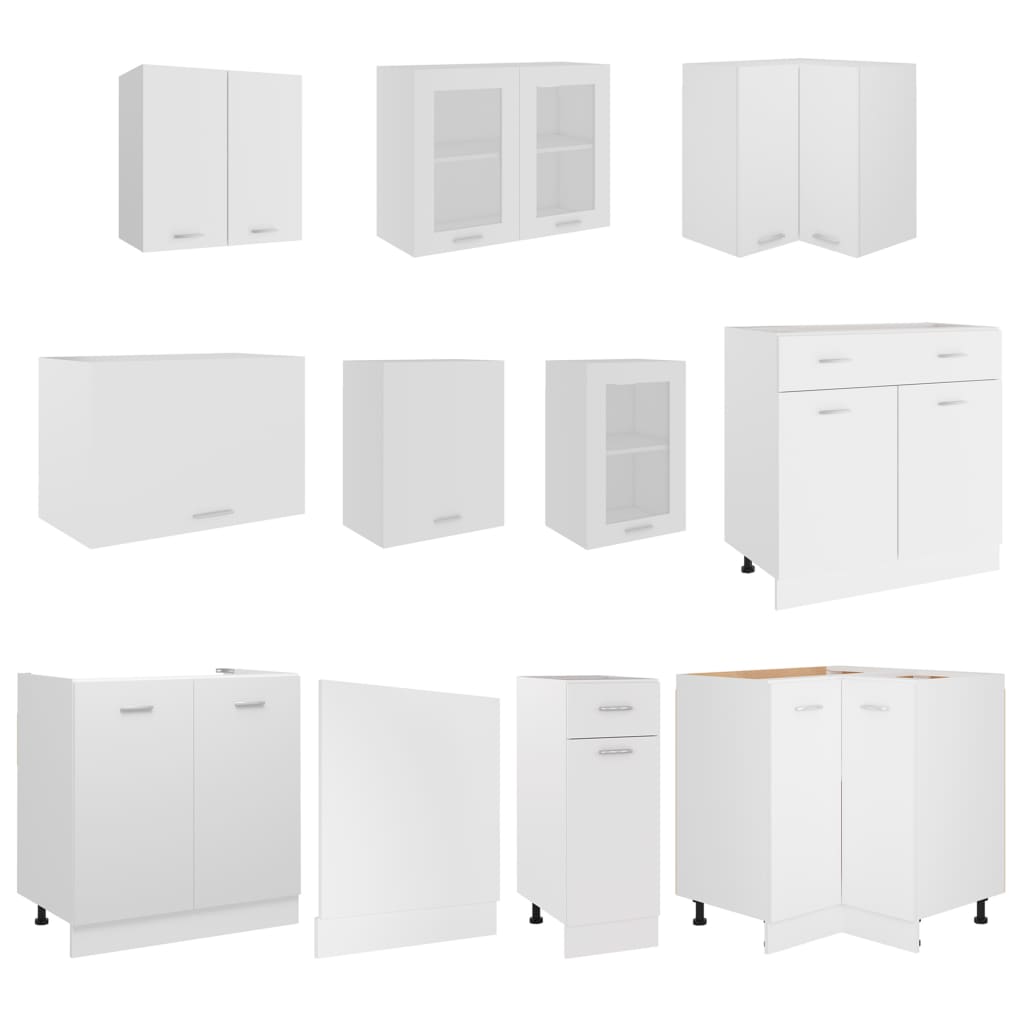 11-Piece Kitchen Cabinet Set White Engineered Wood | HomeAndLiving