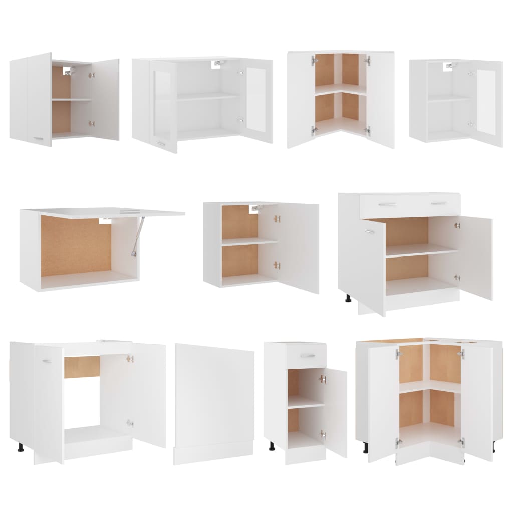 11-Piece Kitchen Cabinet Set White Engineered Wood | HomeAndLiving