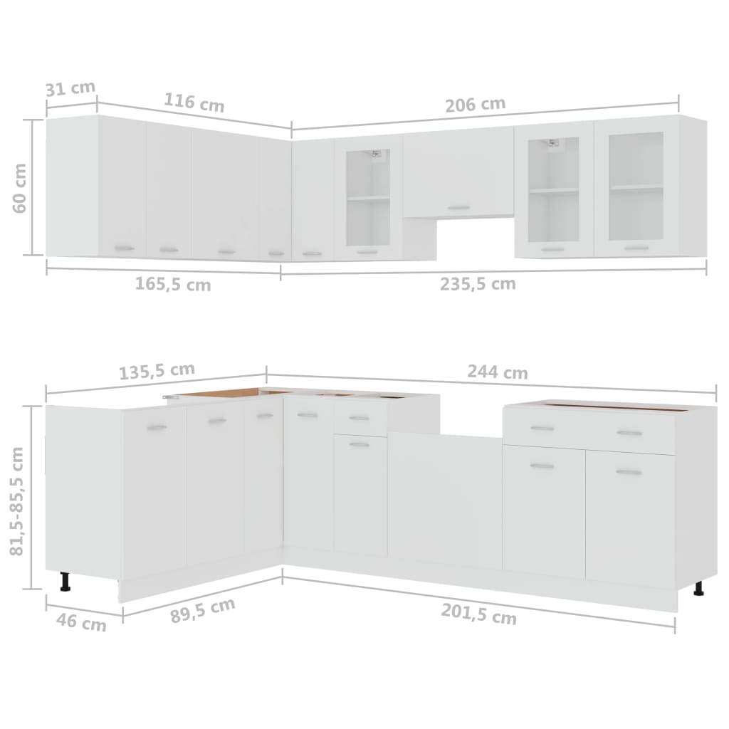 11-Piece Kitchen Cabinet Set White Engineered Wood | HomeAndLiving