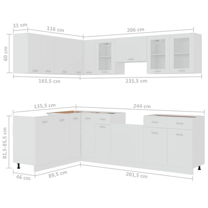 11-Piece Kitchen Cabinet Set White Engineered Wood | HomeAndLiving