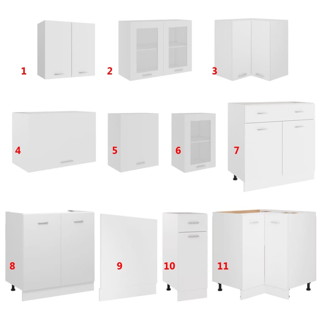 11-Piece Kitchen Cabinet Set White Engineered Wood | HomeAndLiving