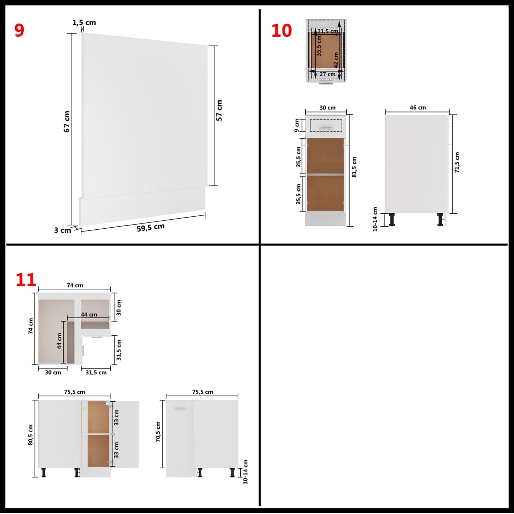 11-Piece Kitchen Cabinet Set White Engineered Wood | HomeAndLiving
