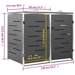 Double Wheelie Bin Shed Stainless Steel | HomeAndLiving