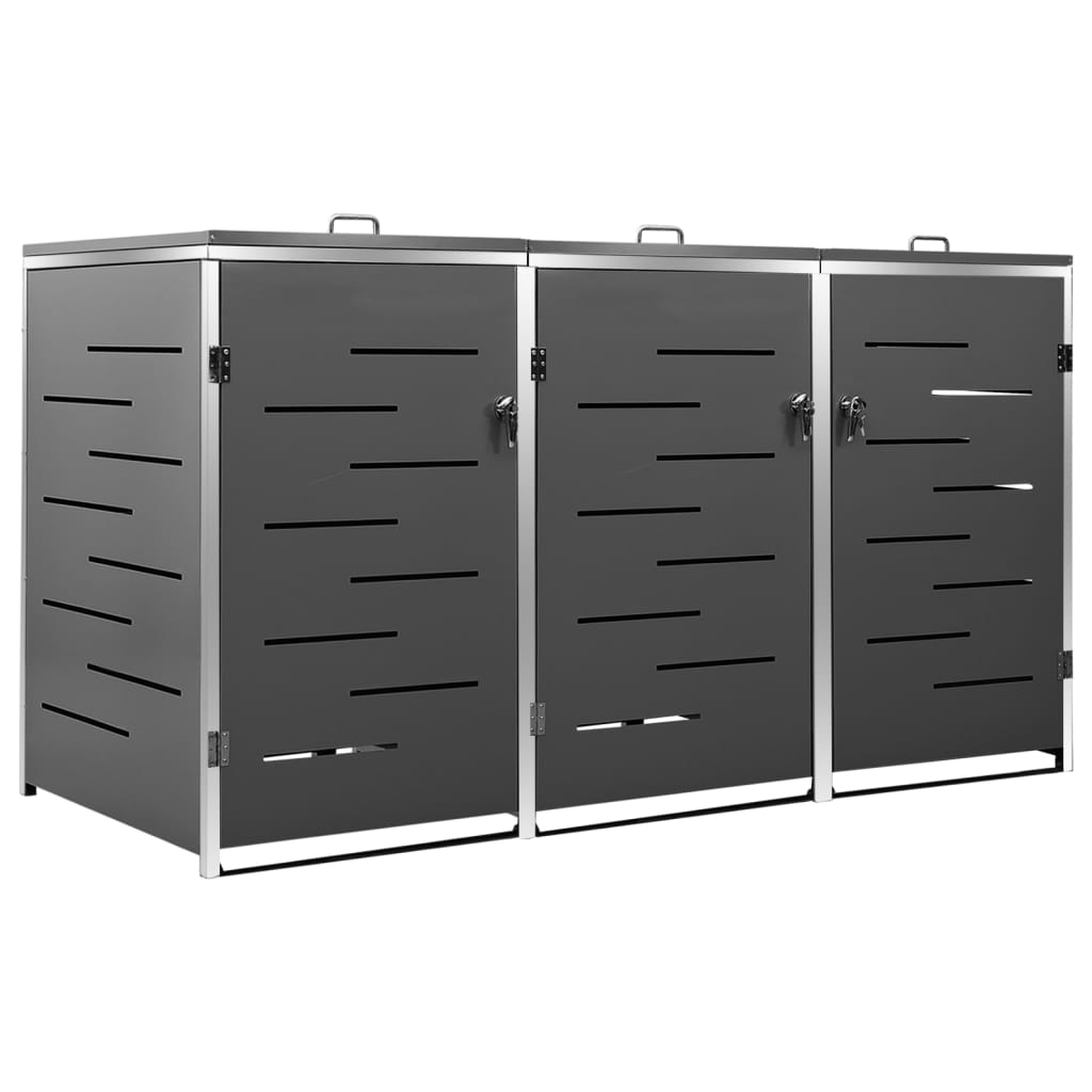 Triple Wheelie Bin Shed Steel Lockable | HomeAndLiving