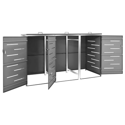 Triple Wheelie Bin Shed Steel Lockable | HomeAndLiving
