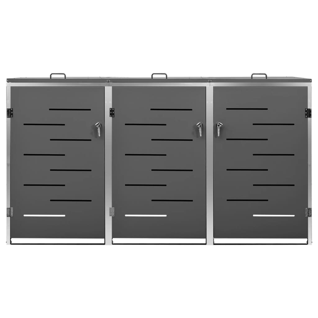 Triple Wheelie Bin Shed Steel Lockable | HomeAndLiving