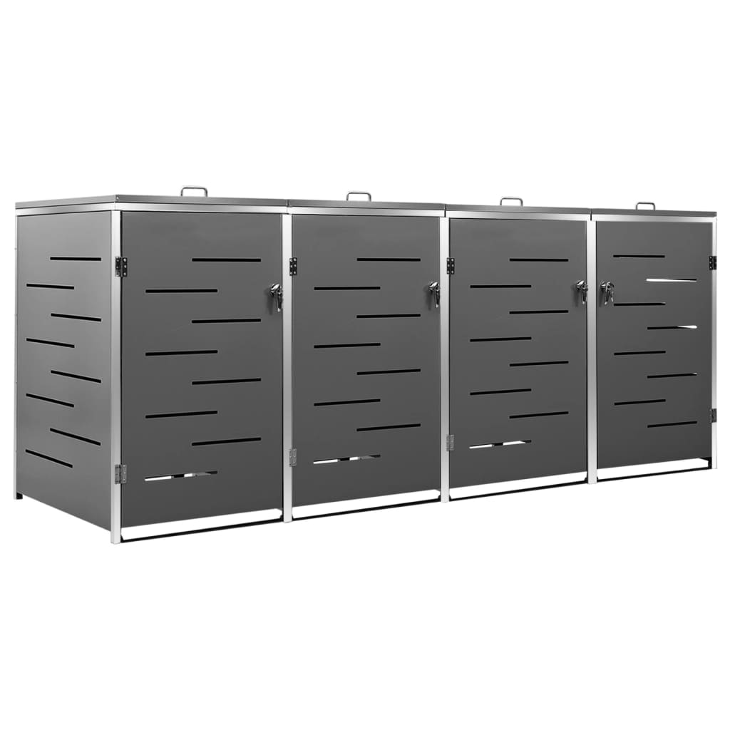 Quadruple Wheelie Bin Shed Stainless Steel | HomeAndLiving
