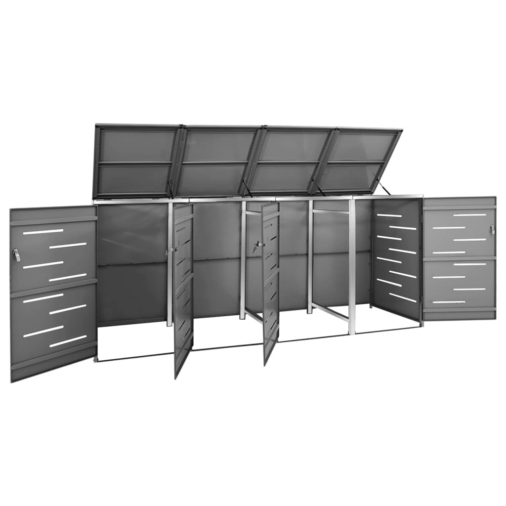 Quadruple Wheelie Bin Shed Stainless Steel | HomeAndLiving