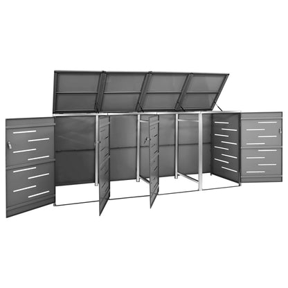 Quadruple Wheelie Bin Shed Stainless Steel | HomeAndLiving
