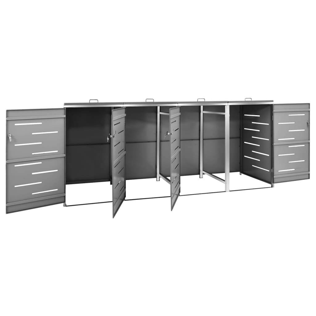 Quadruple Wheelie Bin Shed Stainless Steel | HomeAndLiving