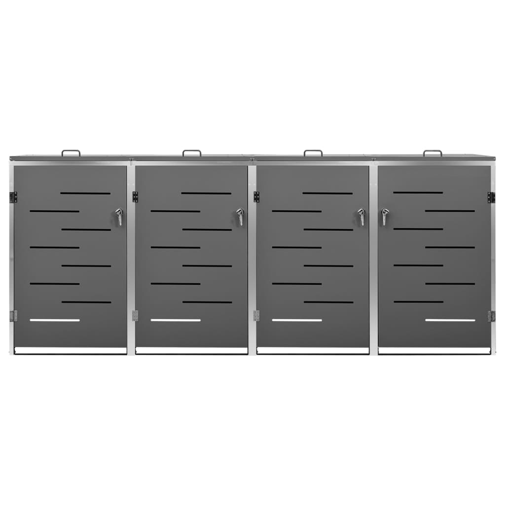 Quadruple Wheelie Bin Shed Stainless Steel | HomeAndLiving