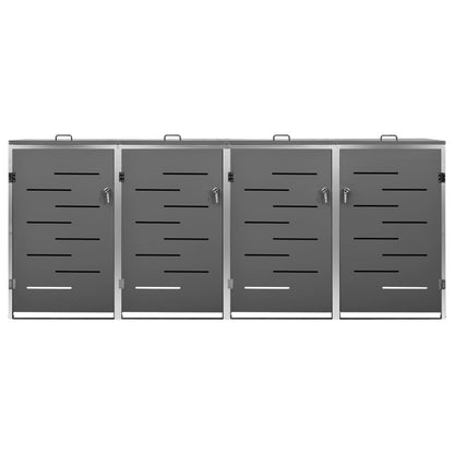 Quadruple Wheelie Bin Shed Stainless Steel | HomeAndLiving