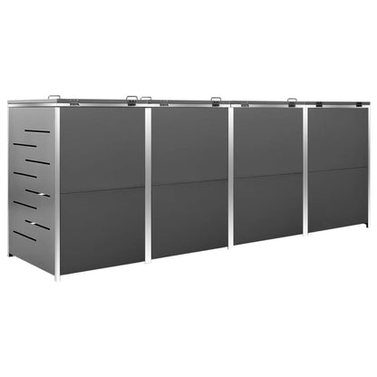 Quadruple Wheelie Bin Shed Stainless Steel | HomeAndLiving