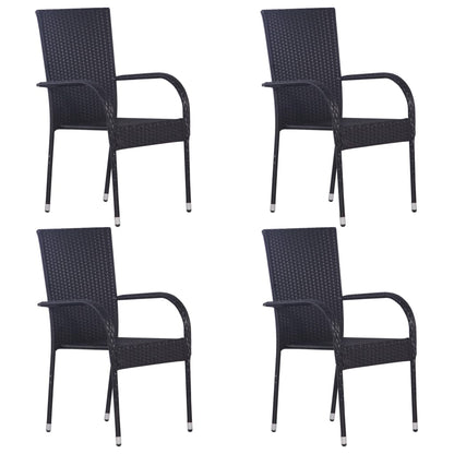 Modern Elegance in Black: 5-Piece Garden Dining Set