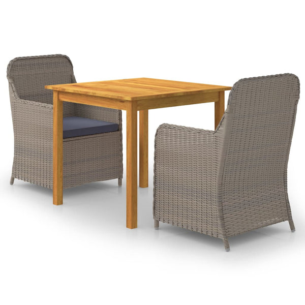  3 Piece Garden Dining Set-Brown