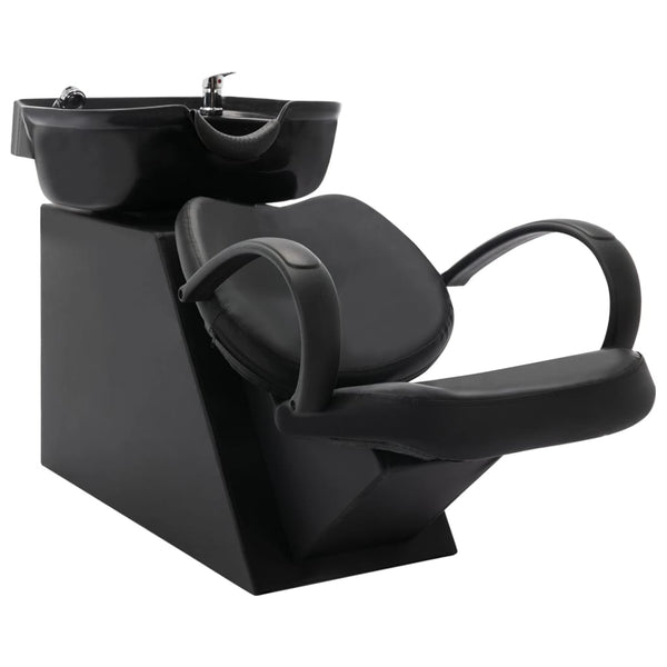  Salon Shapoo Chair with Washbasin Black Fau Leather