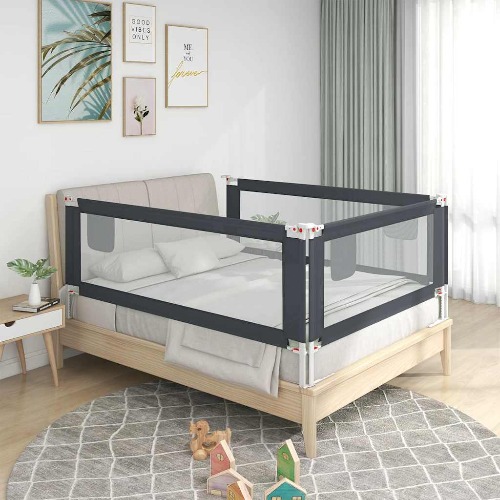 Toddler Safety Bed Rail Dark Grey Fabric - 200×25cm