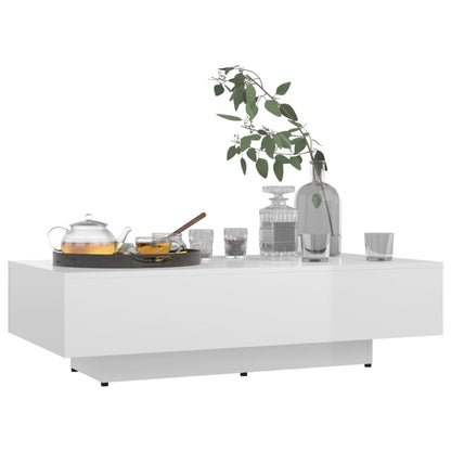 Coffee Table High Gloss White Engineered Wood - 115×60×31cm