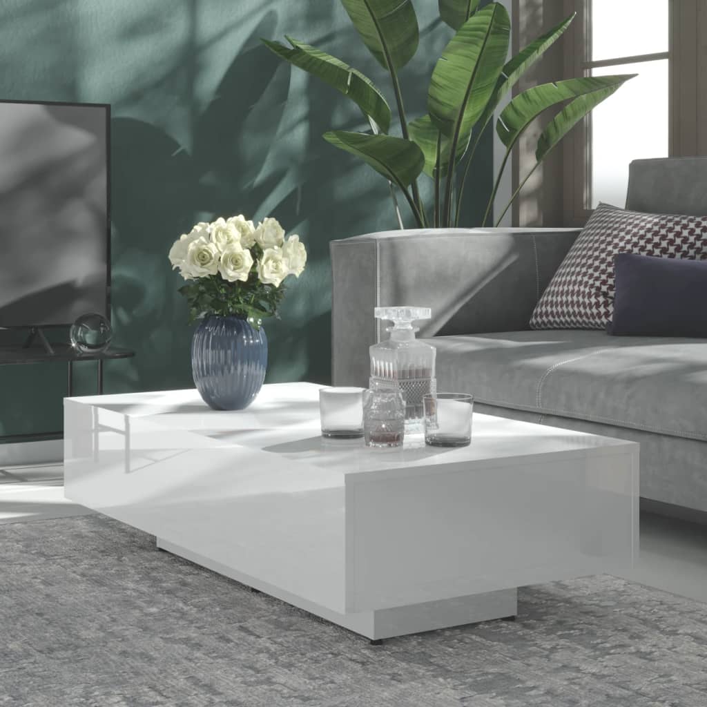 Coffee Table High Gloss White Engineered Wood - 115×60×31cm