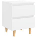 Bed Cabinets with Solid Pinewood Legs 2 pcs White