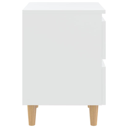 Bed Cabinets with Solid Pinewood Legs 2 pcs White