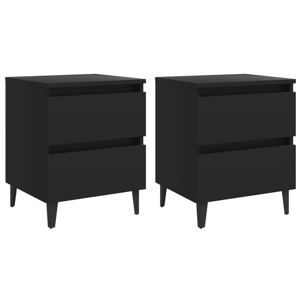 Bed Cabinets 2 pcs Black Engineered Wood