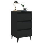 Bed Cabinet with Metal Legs 2 pcs Black