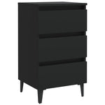 Bed Cabinet with Metal Legs 2 pcs Black