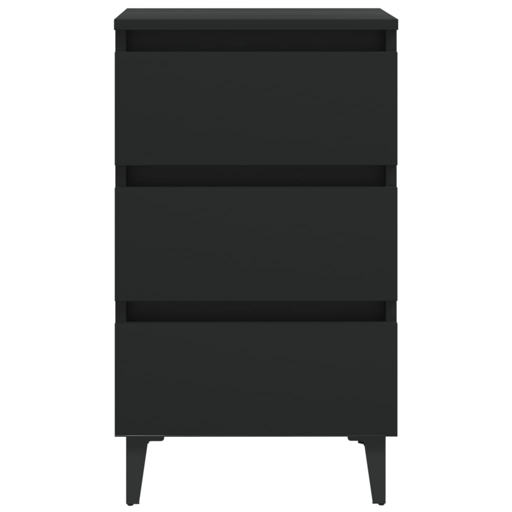 Bed Cabinet with Metal Legs 2 pcs Black
