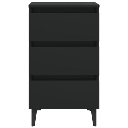 Bed Cabinet with Metal Legs 2 pcs Black